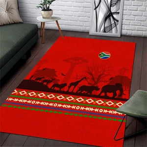 Wildlife South Africa Area Rug Tribal Pattern National Flag Safari Silhouettes
