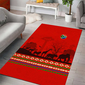 Wildlife South Africa Area Rug Tribal Pattern National Flag Safari Silhouettes