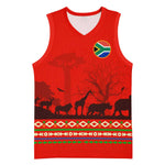 Wildlife South Africa Basketball Jersey Tribal Pattern National Flag Safari Silhouettes - African Pride