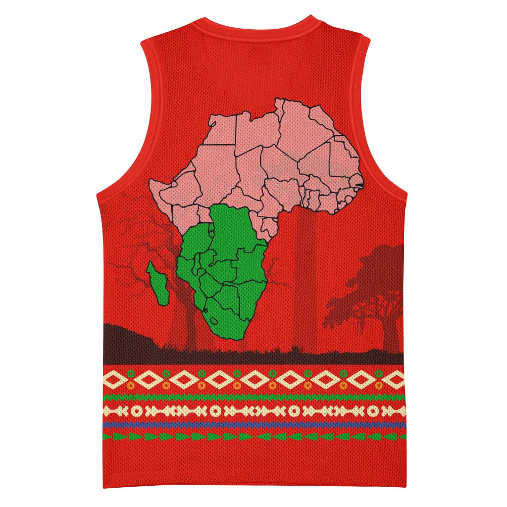 Wildlife South Africa Basketball Jersey Tribal Pattern National Flag Safari Silhouettes - African Pride