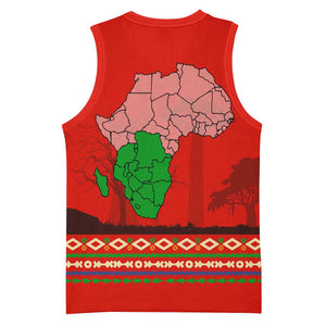 Wildlife South Africa Basketball Jersey Tribal Pattern National Flag Safari Silhouettes - African Pride
