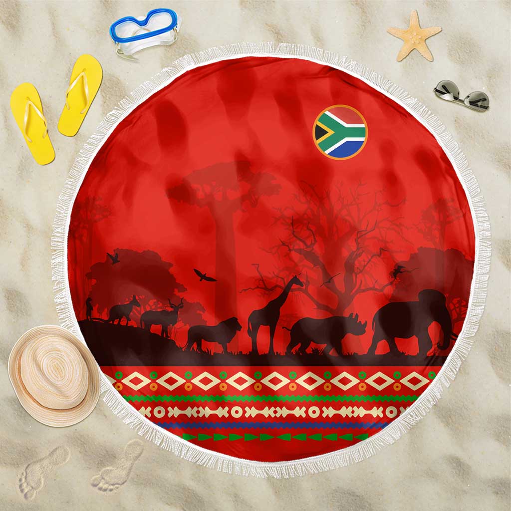 Wildlife South Africa Beach Blanket Tribal Pattern National Flag Safari Silhouettes