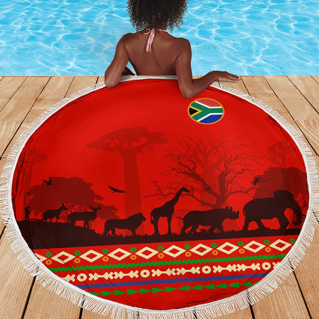 Wildlife South Africa Beach Blanket Tribal Pattern National Flag Safari Silhouettes