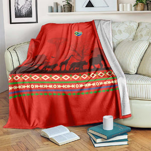 Wildlife South Africa Blanket Tribal Pattern National Flag Safari Silhouettes