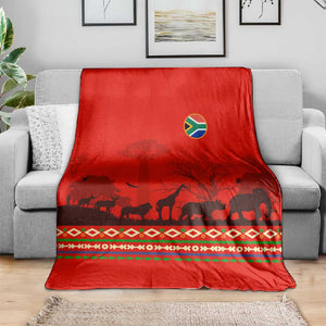Wildlife South Africa Blanket Tribal Pattern National Flag Safari Silhouettes