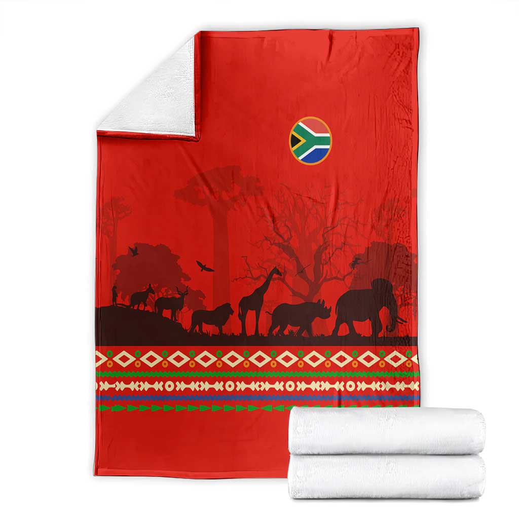 Wildlife South Africa Blanket Tribal Pattern National Flag Safari Silhouettes