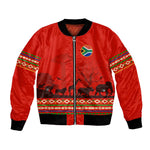 Wildlife South Africa Bomber Jacket Tribal Pattern National Flag Safari Silhouettes