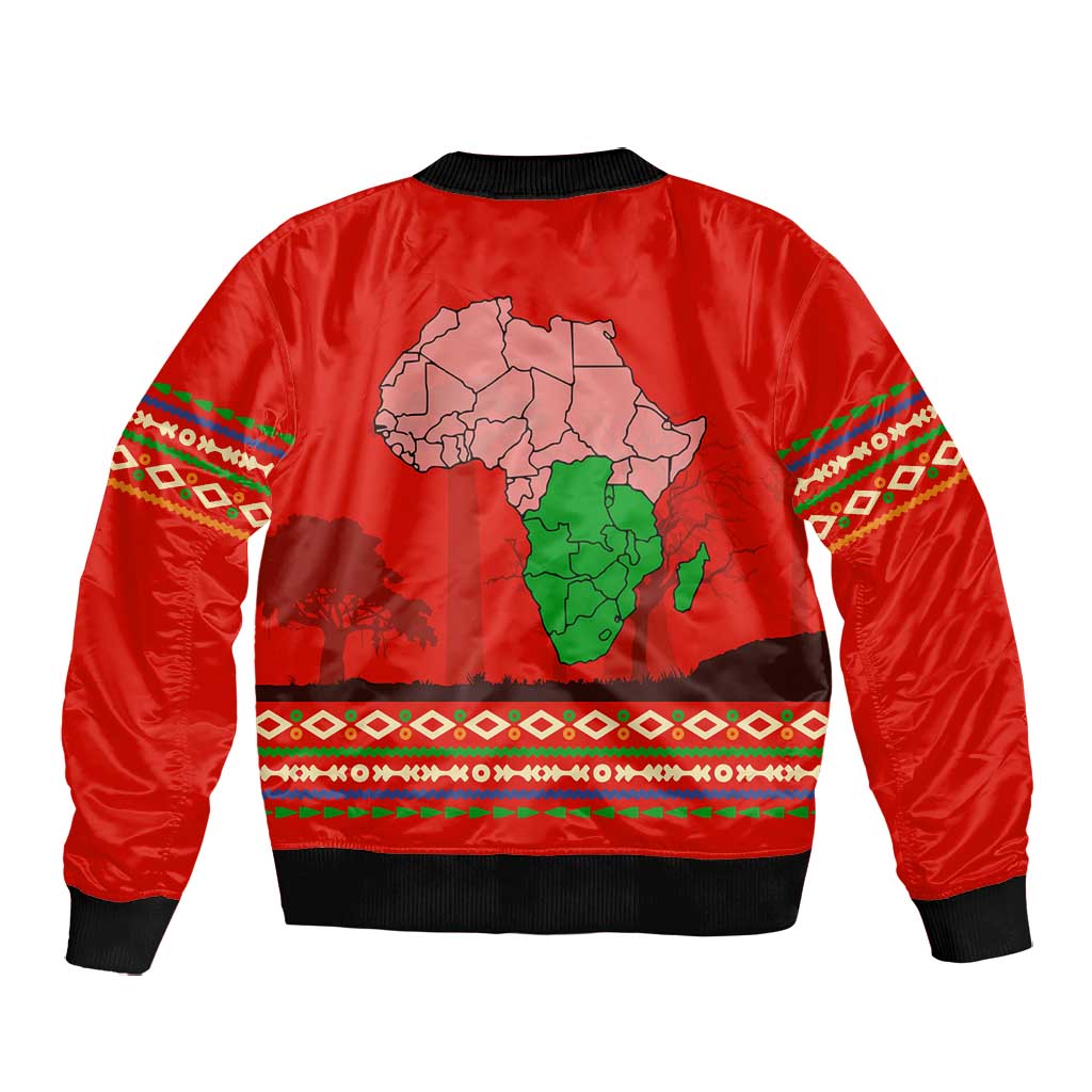 Wildlife South Africa Bomber Jacket Tribal Pattern National Flag Safari Silhouettes