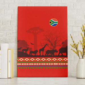 Wildlife South Africa Canvas Wall Art Tribal Pattern National Flag Safari Silhouettes