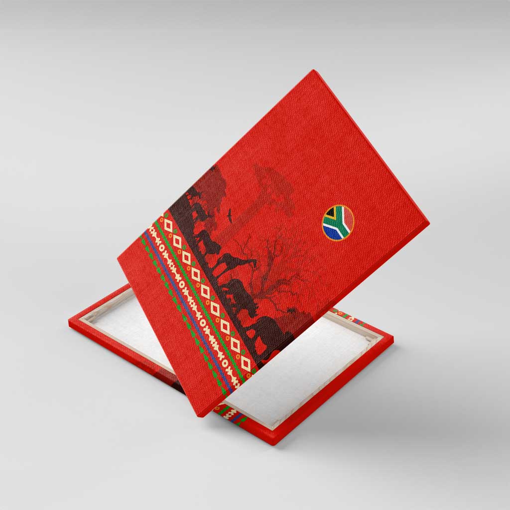 Wildlife South Africa Canvas Wall Art Tribal Pattern National Flag Safari Silhouettes