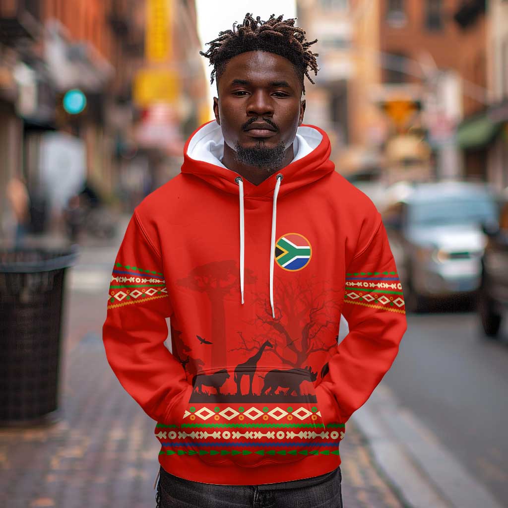 Wildlife South Africa Hoodie Tribal Pattern National Flag Safari Silhouettes