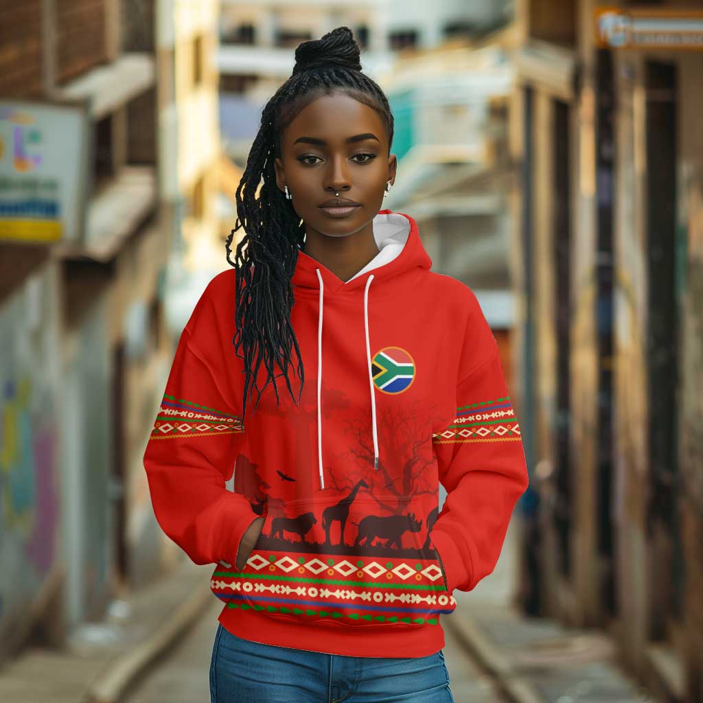 Wildlife South Africa Hoodie Tribal Pattern National Flag Safari Silhouettes