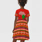 Wildlife South Africa Kid Short Sleeve Dress Tribal Pattern National Flag Safari Silhouettes