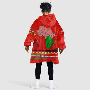Wildlife South Africa Kid Wearable Blanket Hoodie Tribal Pattern National Flag Safari Silhouettes