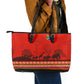 Wildlife South Africa Leather Tote Bag Tribal Pattern National Flag Safari Silhouettes