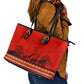 Wildlife South Africa Leather Tote Bag Tribal Pattern National Flag Safari Silhouettes