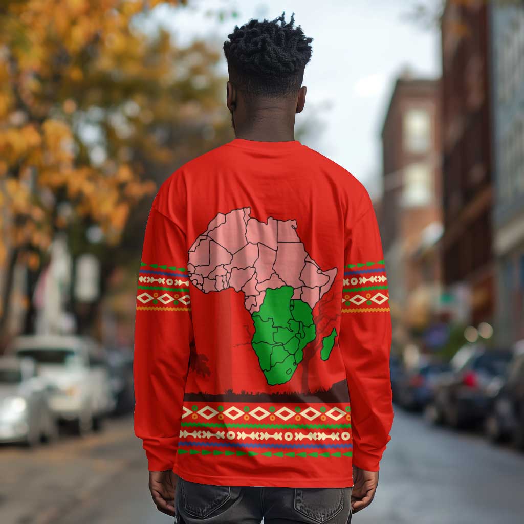 Wildlife South Africa Long Sleeve Shirt Tribal Pattern National Flag Safari Silhouettes