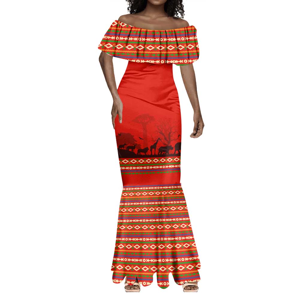 Wildlife South Africa Mermaid Dress Tribal Pattern National Flag Safari Silhouettes
