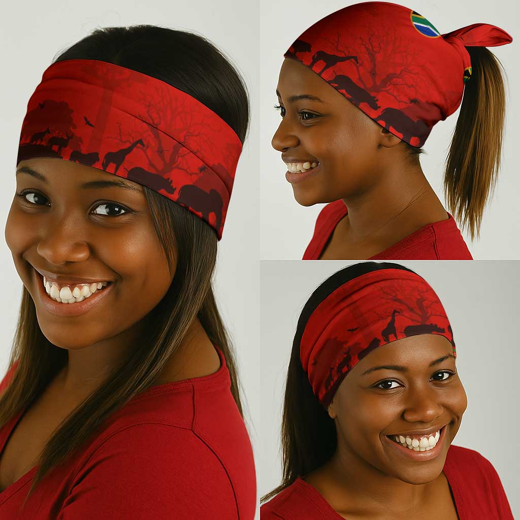 Wildlife South Africa Neck Gaiter Tribal Pattern National Flag Safari Silhouettes TS04