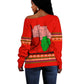 Wildlife South Africa Off Shoulder Sweater Tribal Pattern National Flag Safari Silhouettes