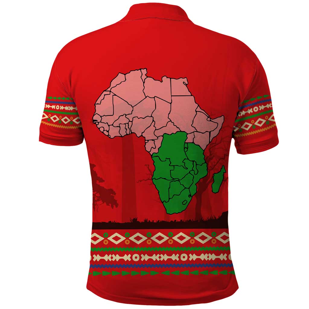 Wildlife South Africa Polo Shirt Tribal Pattern National Flag Safari Silhouettes