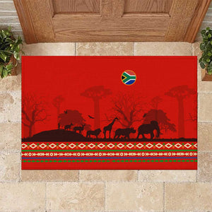 Wildlife South Africa Rubber Doormat Tribal Pattern National Flag Safari Silhouettes