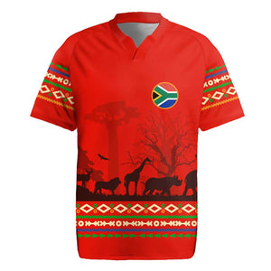Wildlife South Africa Rugby Jersey Tribal Pattern National Flag Safari Silhouettes