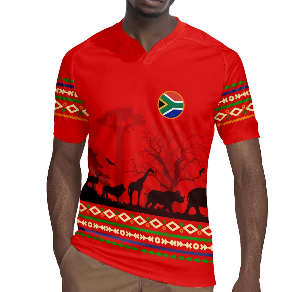 Wildlife South Africa Rugby Jersey Tribal Pattern National Flag Safari Silhouettes