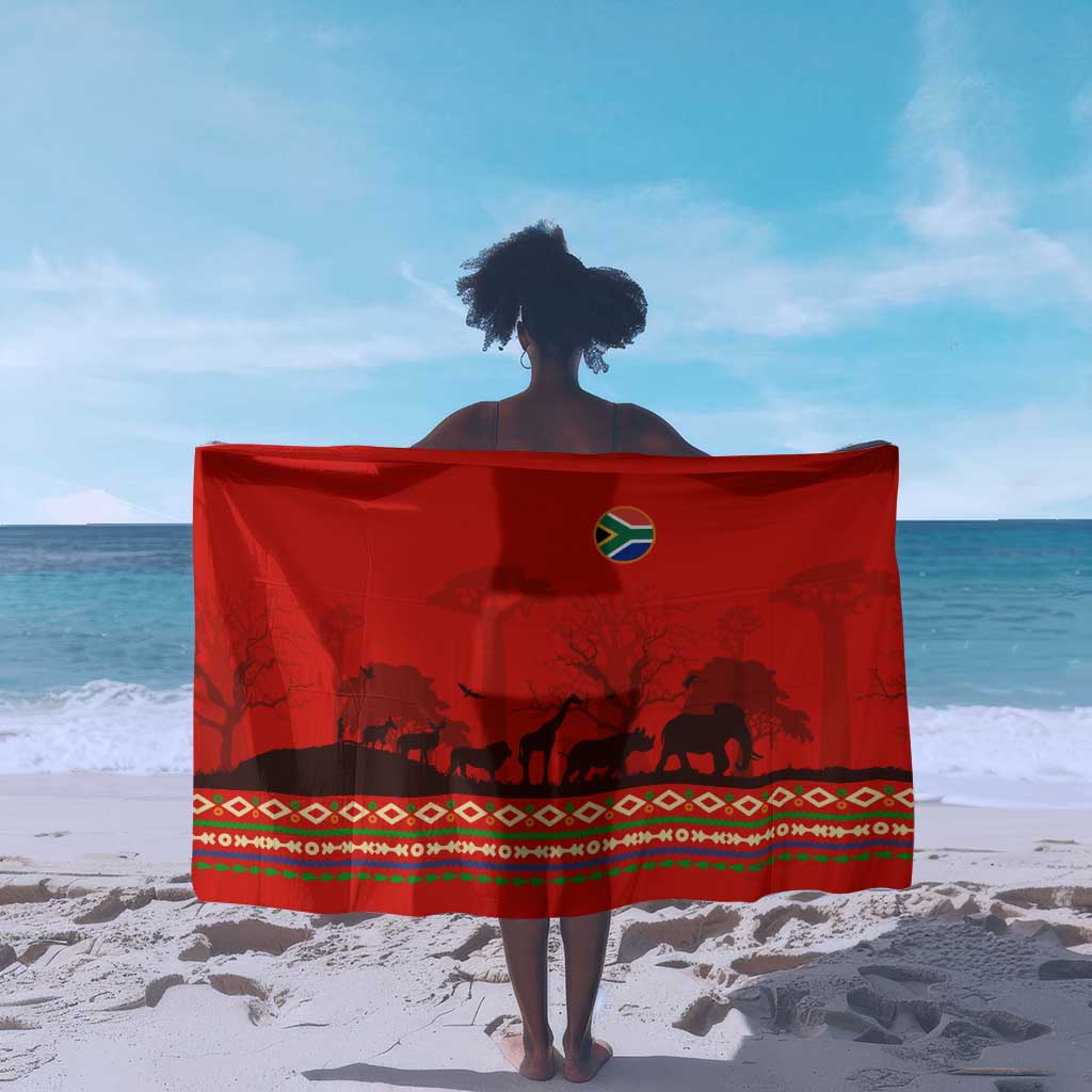 Wildlife South Africa Sarong Tribal Pattern National Flag Safari Silhouettes