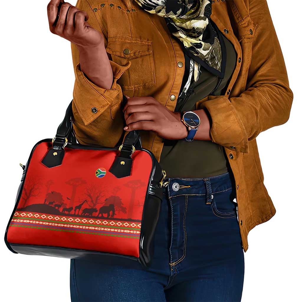 Wildlife South Africa Shoulder Handbag Tribal Pattern National Flag Safari Silhouettes