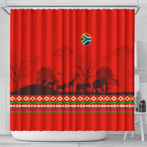 Wildlife South Africa Shower Curtain Tribal Pattern National Flag Safari Silhouettes