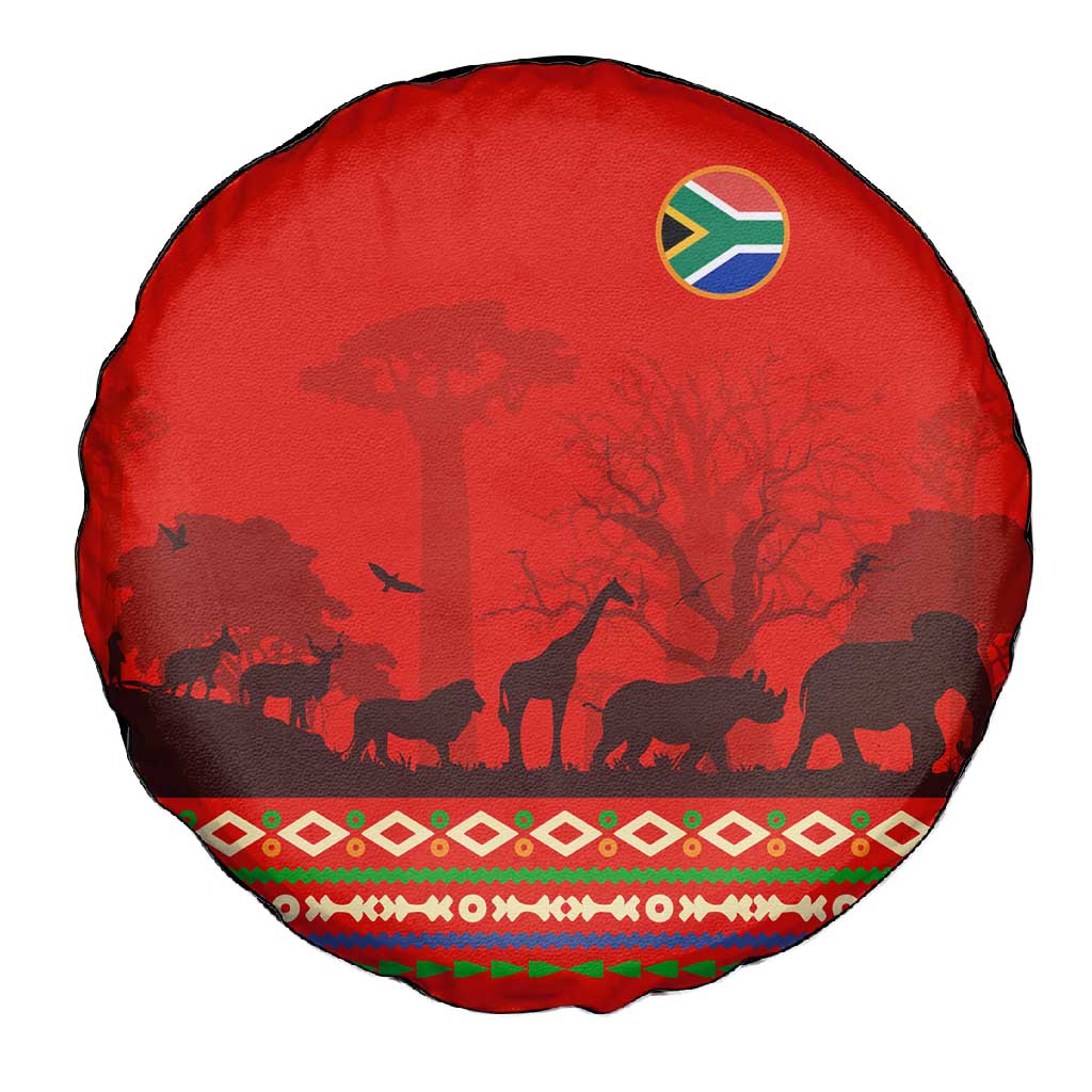 Wildlife South Africa Spare Tire Cover Tribal Pattern National Flag Safari Silhouettes