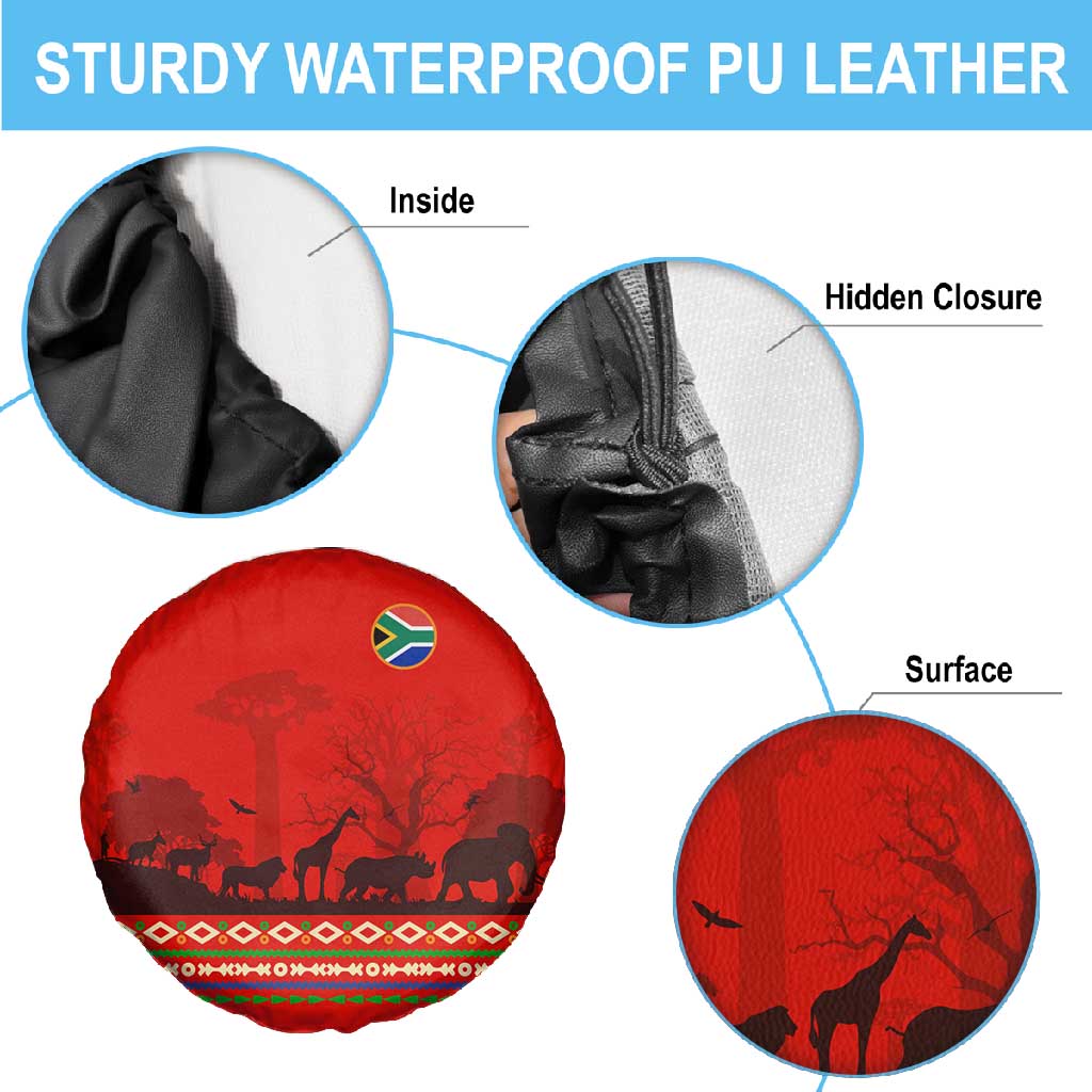 Wildlife South Africa Spare Tire Cover Tribal Pattern National Flag Safari Silhouettes
