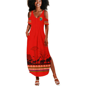 Wildlife South Africa Summer Maxi Dress Tribal Pattern National Flag Safari Silhouettes