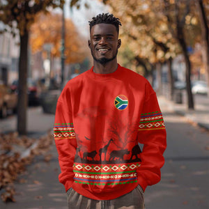 Wildlife South Africa Sweatshirt Tribal Pattern National Flag Safari Silhouettes