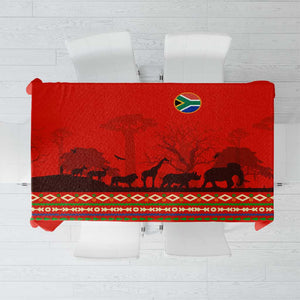 Wildlife South Africa Tablecloth Tribal Pattern National Flag Safari Silhouettes