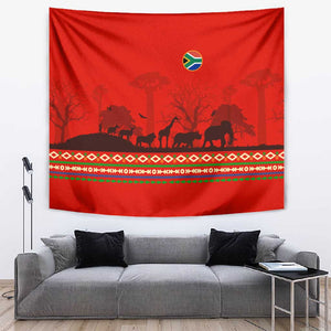 Wildlife South Africa Tapestry Tribal Pattern National Flag Safari Silhouettes