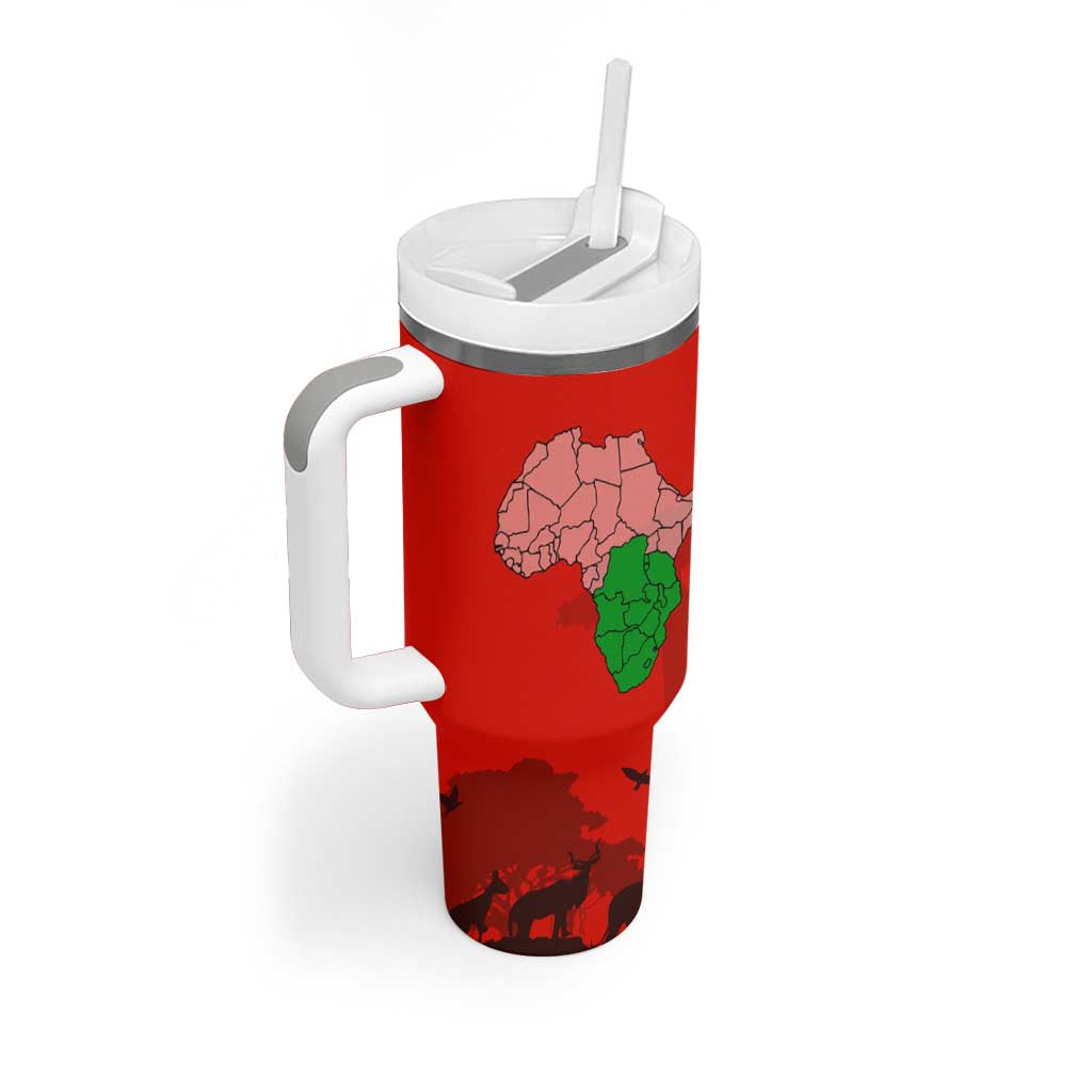 Wildlife South Africa Tumbler With Handle Tribal Pattern National Flag Safari Silhouettes