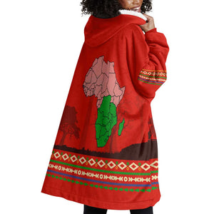 Wildlife South Africa Wearable Blanket Hoodie Tribal Pattern National Flag Safari Silhouettes