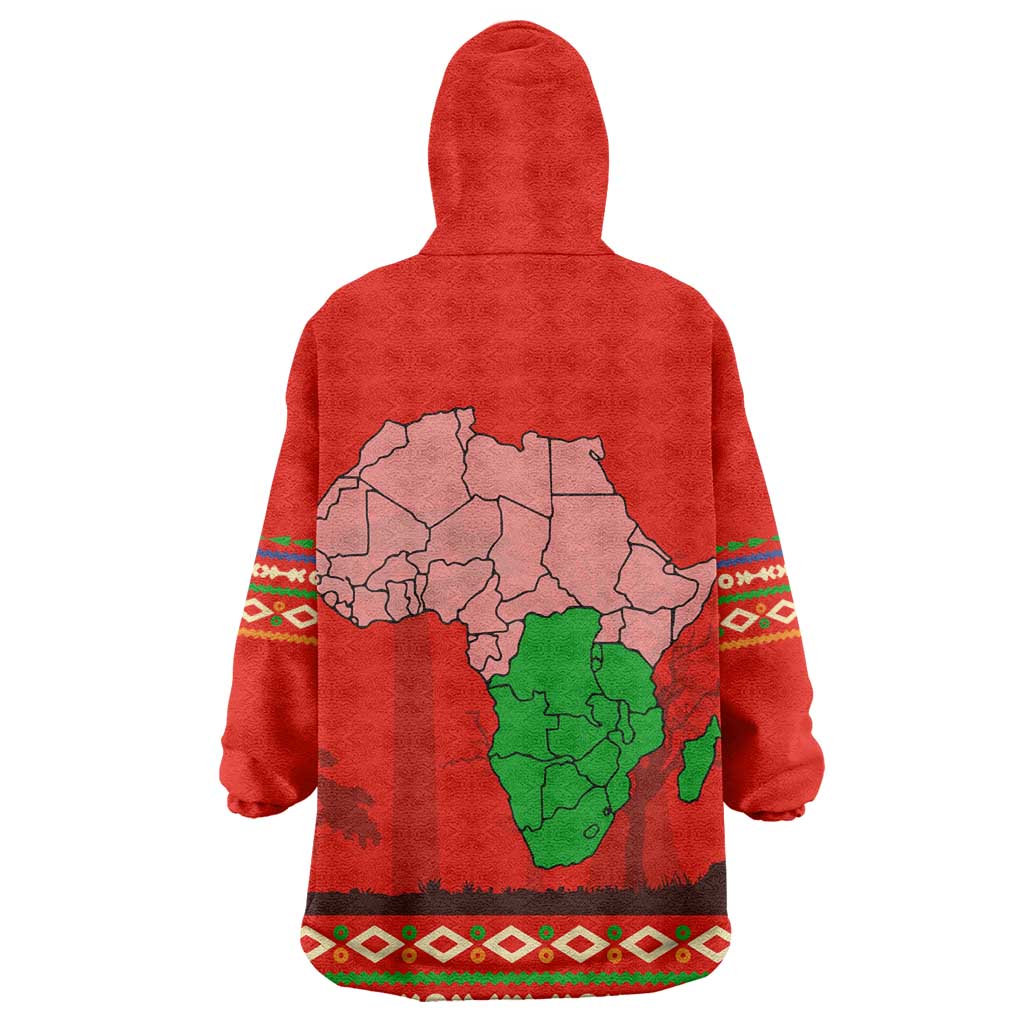 Wildlife South Africa Wearable Blanket Hoodie Tribal Pattern National Flag Safari Silhouettes