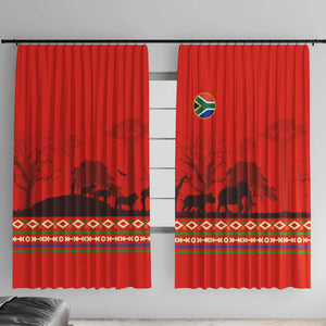 Wildlife South Africa Window Curtain Tribal Pattern National Flag Safari Silhouettes