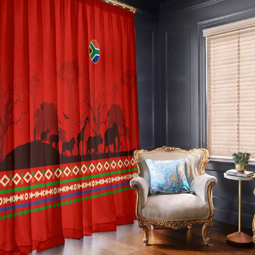 Wildlife South Africa Window Curtain Tribal Pattern National Flag Safari Silhouettes