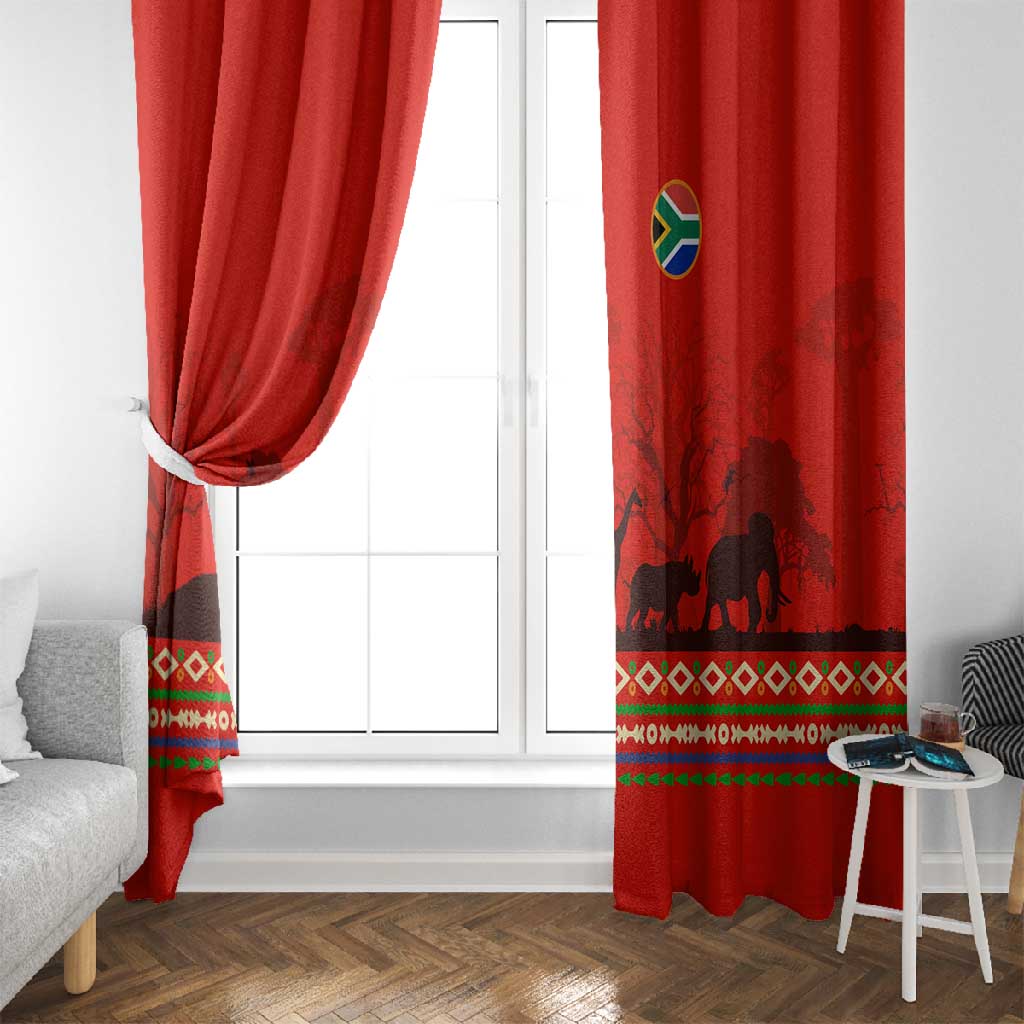 Wildlife South Africa Window Curtain Tribal Pattern National Flag Safari Silhouettes