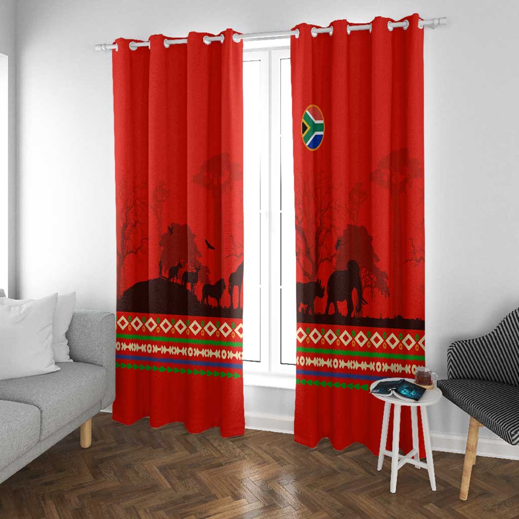Wildlife South Africa Window Curtain Tribal Pattern National Flag Safari Silhouettes