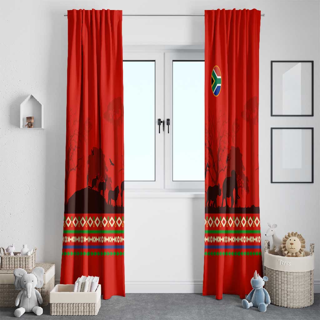 Wildlife South Africa Window Curtain Tribal Pattern National Flag Safari Silhouettes