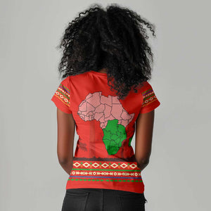 Wildlife South Africa Women V-Neck T-Shirt Tribal Pattern National Flag Safari Silhouettes