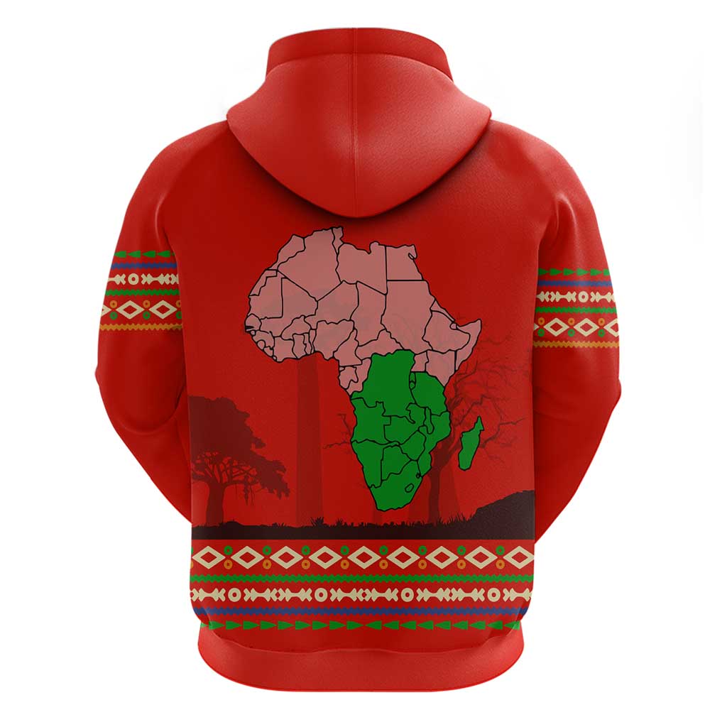 Wildlife South Africa Zip Hoodie Tribal Pattern National Flag Safari Silhouettes