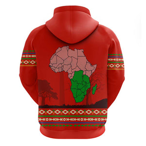 Wildlife South Africa Zip Hoodie Tribal Pattern National Flag Safari Silhouettes