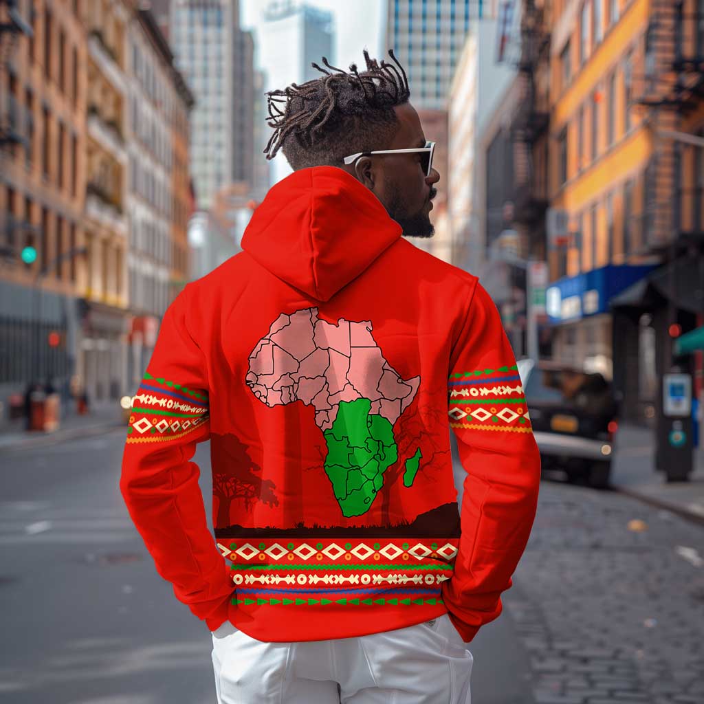 Wildlife South Africa Zip Hoodie Tribal Pattern National Flag Safari Silhouettes