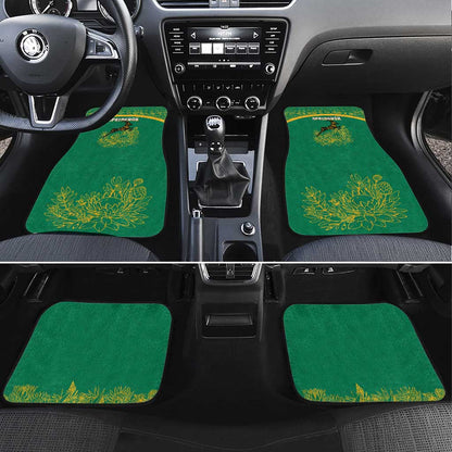 South Africa Springboks Car Mats with Tribal Antelope Design and Floral Accents